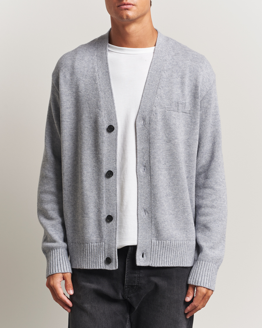 Heren | Truien | J.Lindeberg | Eddy Wool/Cotton Knitted Cardigan Light Grey Melange