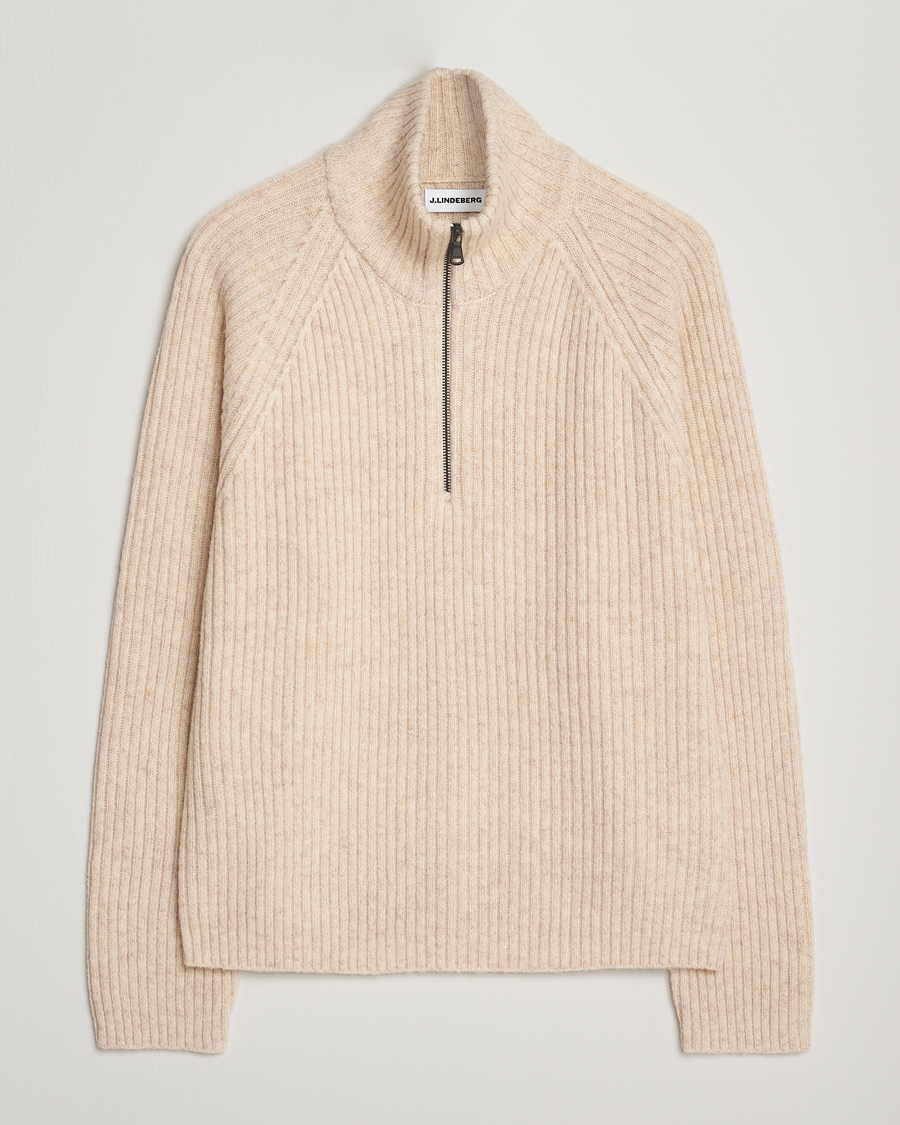 Heren | Truien | J.Lindeberg | Victor Wool Half Zip Moonbeam Melange