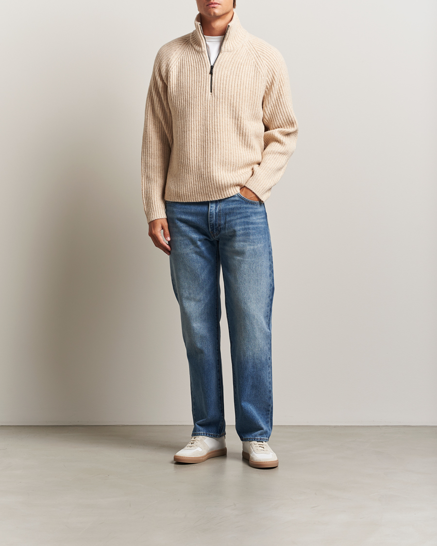 Heren | Truien | J.Lindeberg | Victor Wool Half Zip Moonbeam Melange