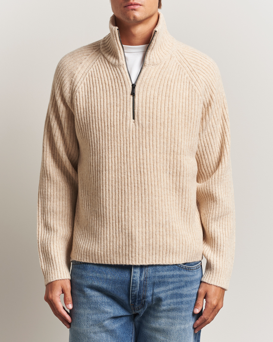 Heren | Truien | J.Lindeberg | Victor Wool Half Zip Moonbeam Melange