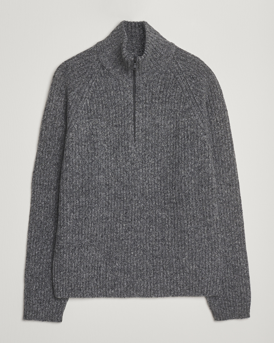 Heren | Truien | J.Lindeberg | Victor Wool Half Zip Dark Grey Melange