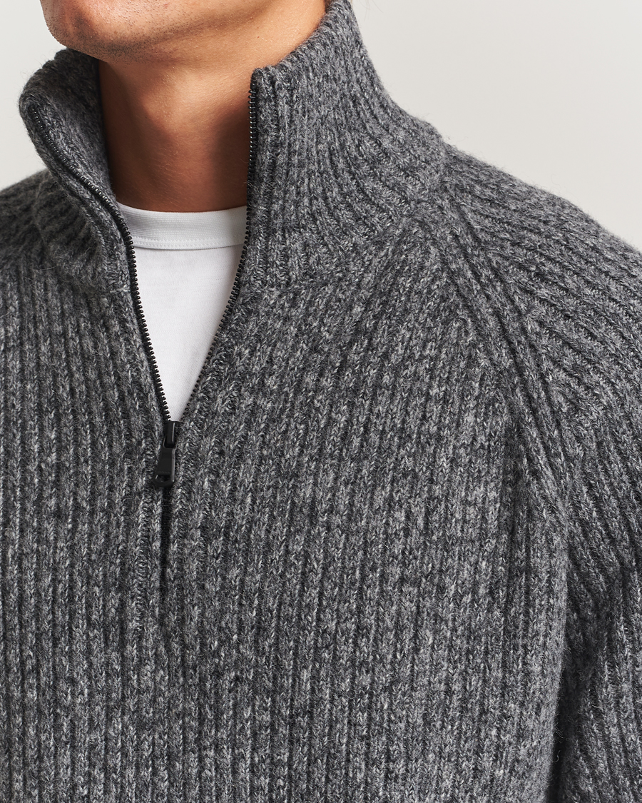 Heren | Truien | J.Lindeberg | Victor Wool Half Zip Dark Grey Melange