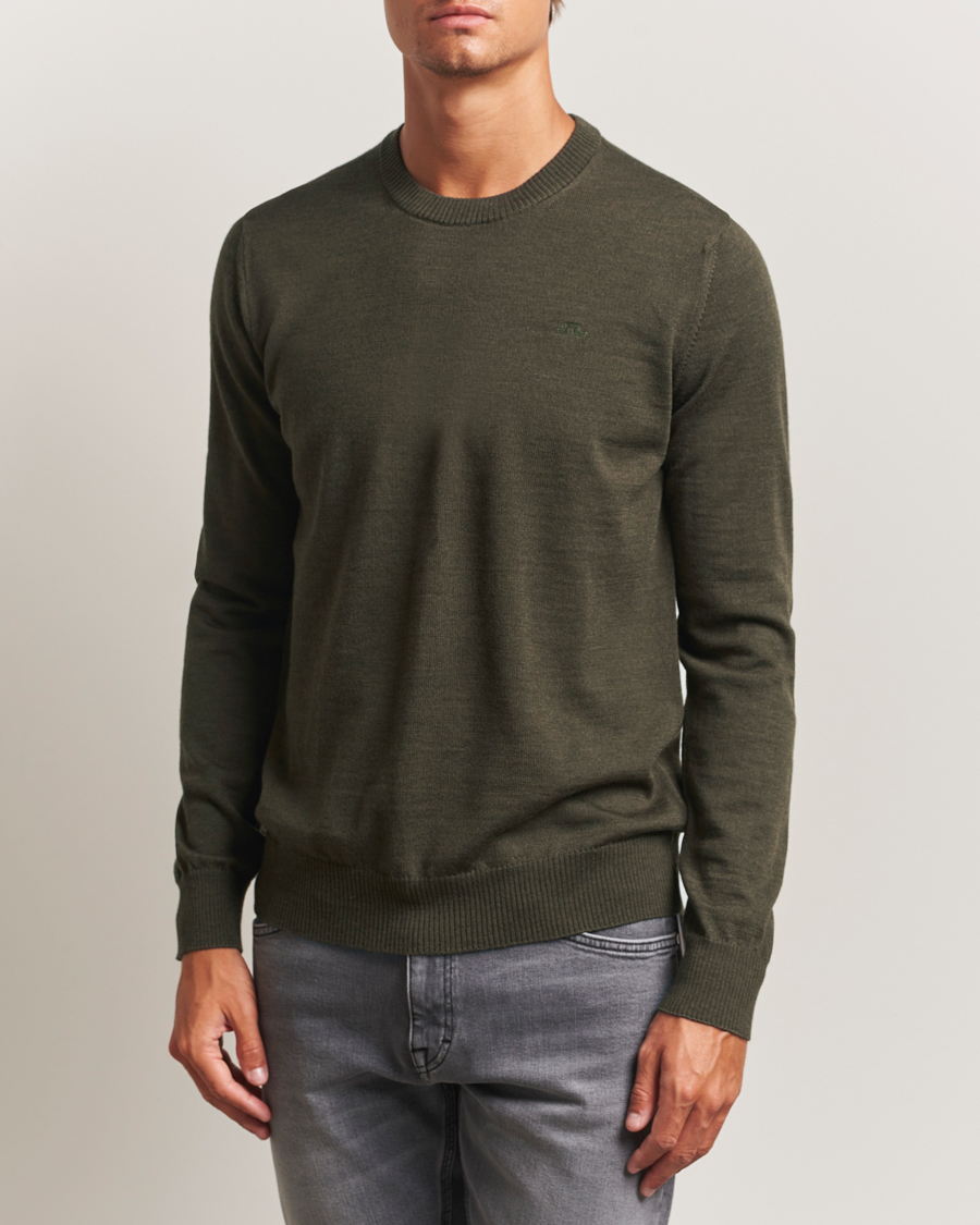 Heren | Truien | J.Lindeberg | Keane Merino Crew Neck Forest Green Melange