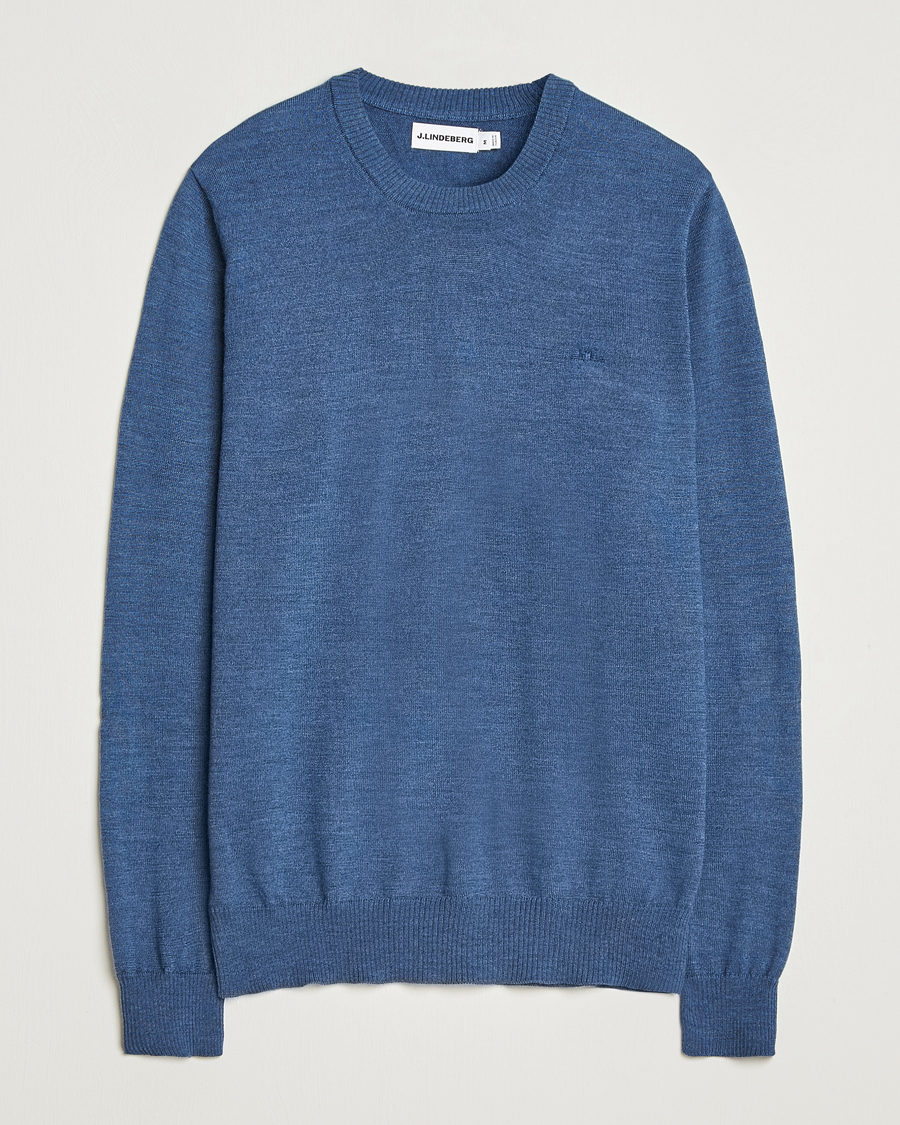 Heren | Truien | J.Lindeberg | Keane Merino Crew Neck Vintage Indigo