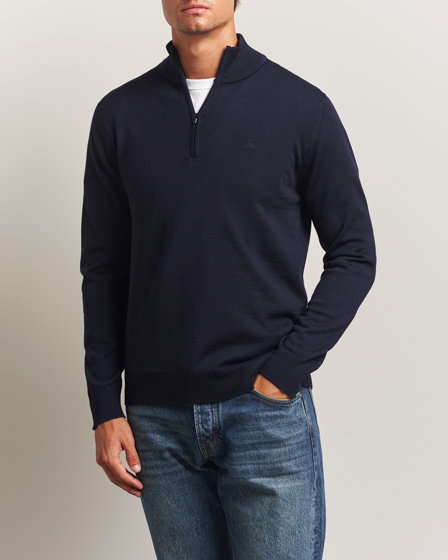 Heren | Truien | J.Lindeberg | Kiyan Merino Half Zip Navy