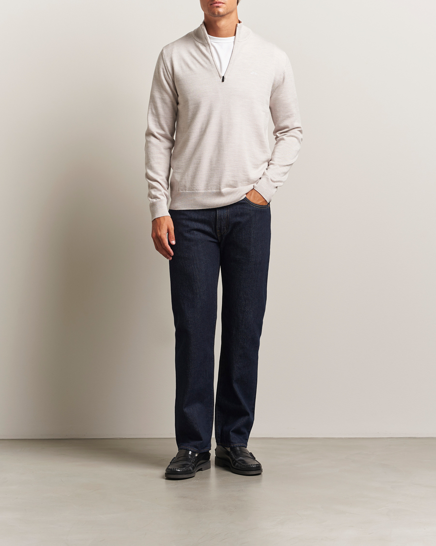 Heren | Truien | J.Lindeberg | Kiyan Merino Half Zip Moonbeam Melange