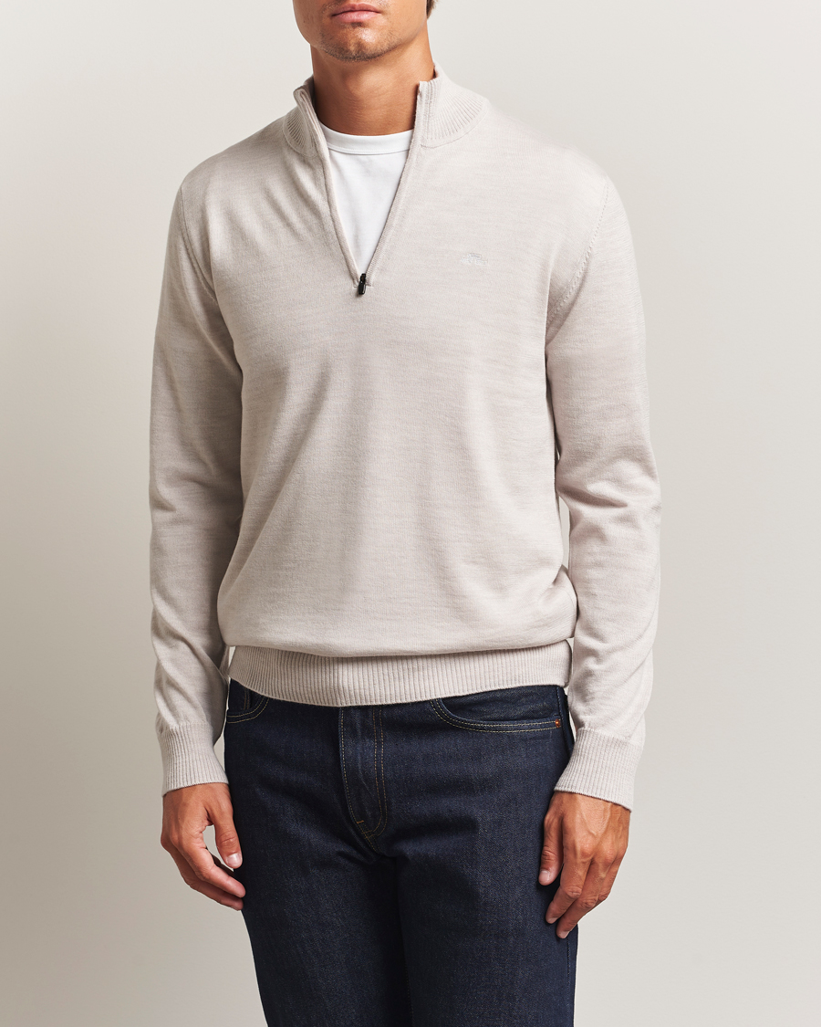 Heren | Truien | J.Lindeberg | Kiyan Merino Half Zip Moonbeam Melange