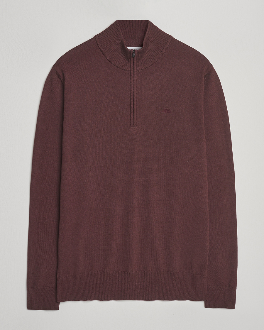 Heren | Truien | J.Lindeberg | Kiyan Merino Half Zip Huckleberry