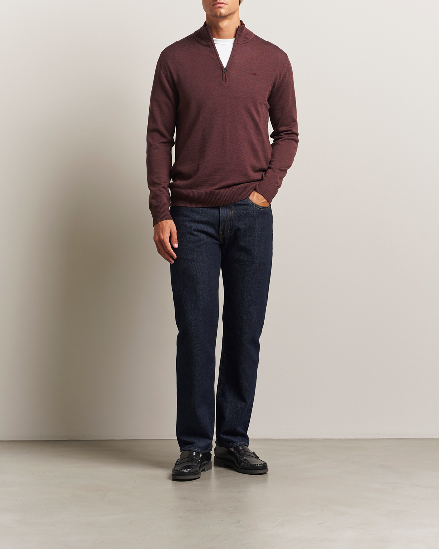 Heren | Truien | J.Lindeberg | Kiyan Merino Half Zip Huckleberry