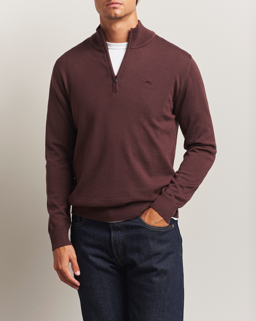 Heren | Truien | J.Lindeberg | Kiyan Merino Half Zip Huckleberry