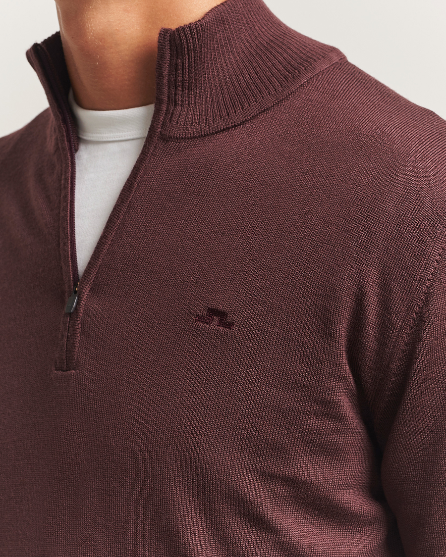 Heren | Truien | J.Lindeberg | Kiyan Merino Half Zip Huckleberry