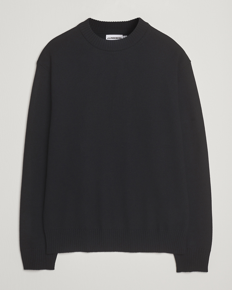 Heren | Truien | J.Lindeberg | Kino Merino Crew Neck Black