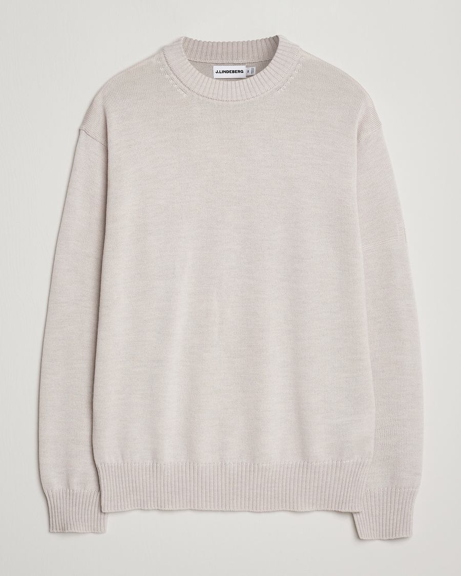 Heren | Truien | J.Lindeberg | Kino Merino Crew Neck Moonbeam Melange