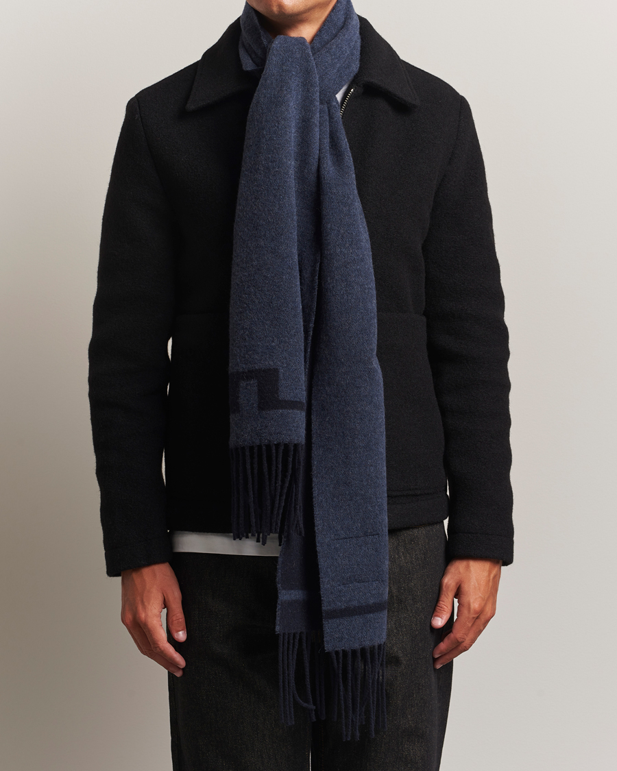 Heren | Sjaals | J.Lindeberg | Champ Wool Doublefaced Scarf Navy