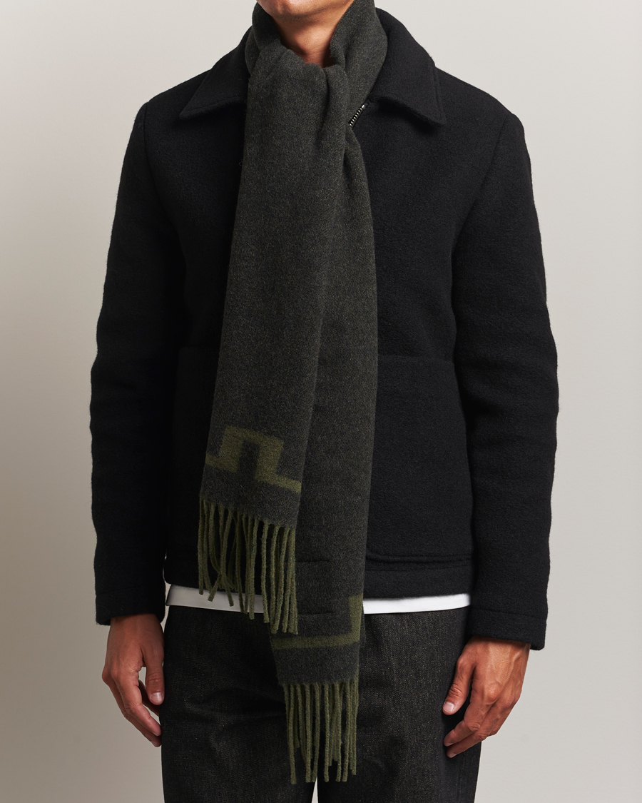 Heren | Sjaals | J.Lindeberg | Champ Wool Doublefaced Scarf Forest Green