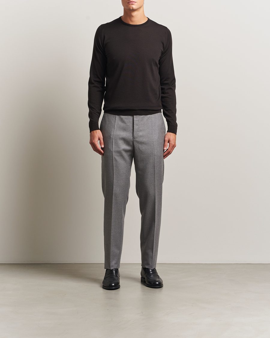 Heren | Truien | John Smedley | Lundy Extra Fine Merino Crew Neck Faulkner Brown