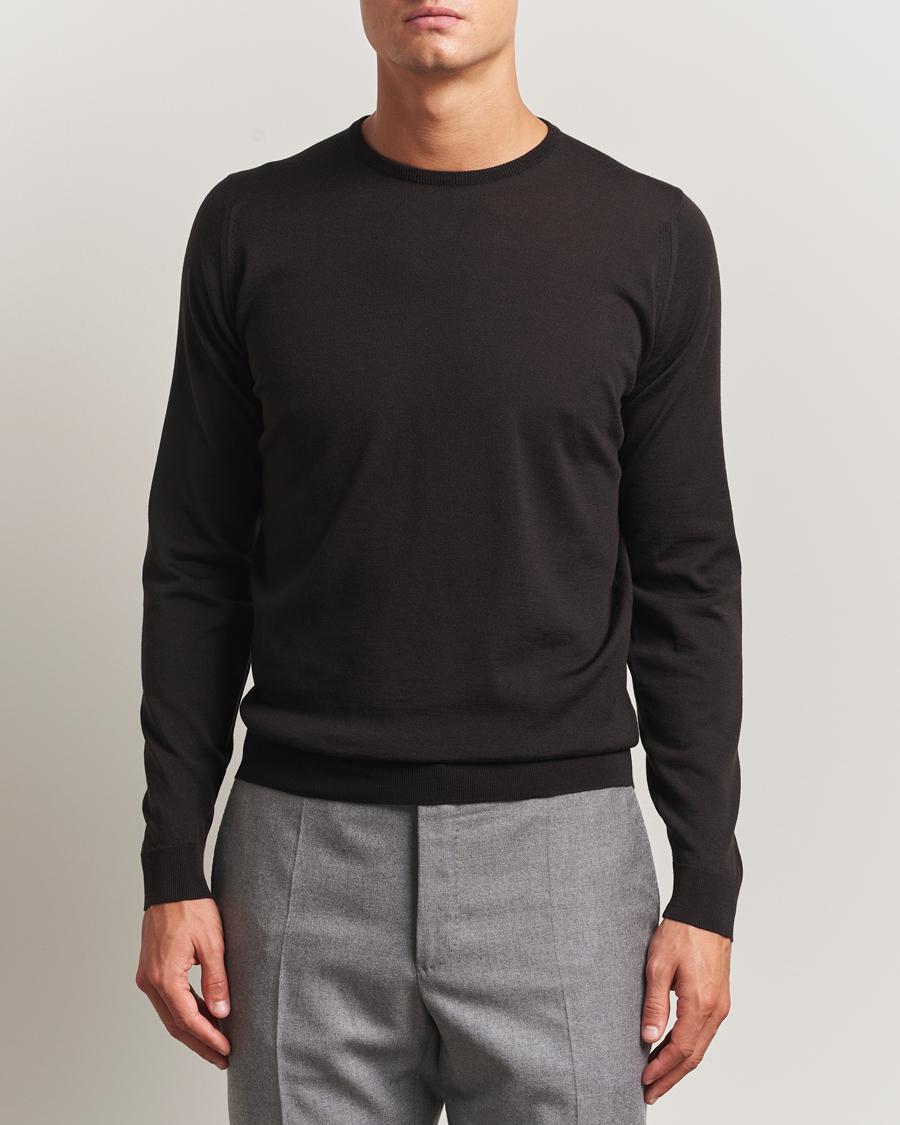 Heren | Truien | John Smedley | Lundy Extra Fine Merino Crew Neck Faulkner Brown