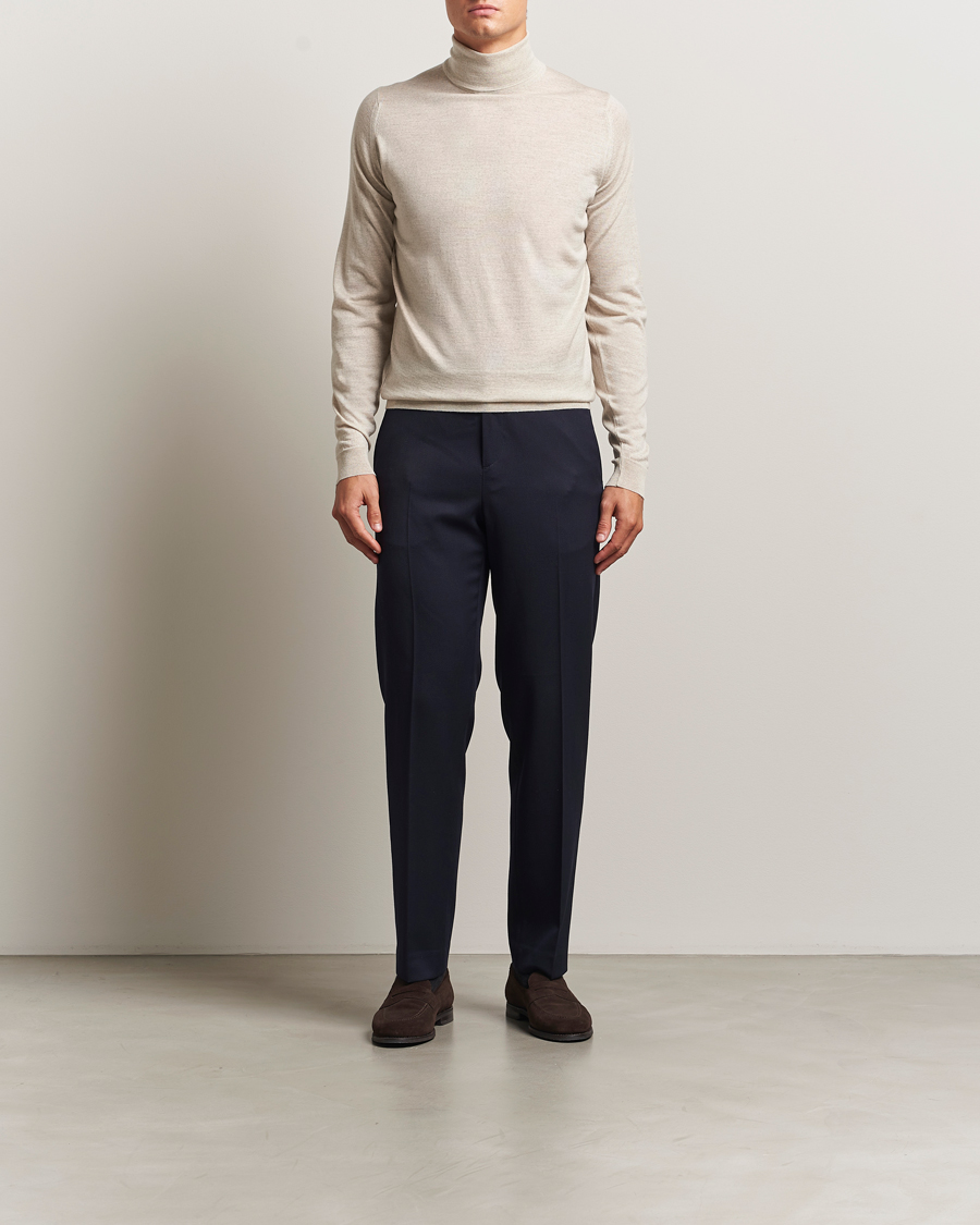 Heren | Truien | John Smedley | Cherwell Extra Fine Merino Rollneck Grey Fleece