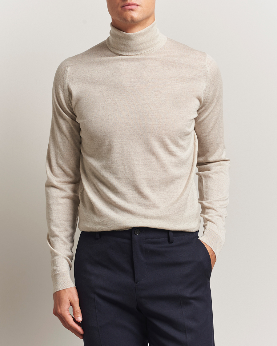 Heren | Truien | John Smedley | Cherwell Extra Fine Merino Rollneck Grey Fleece