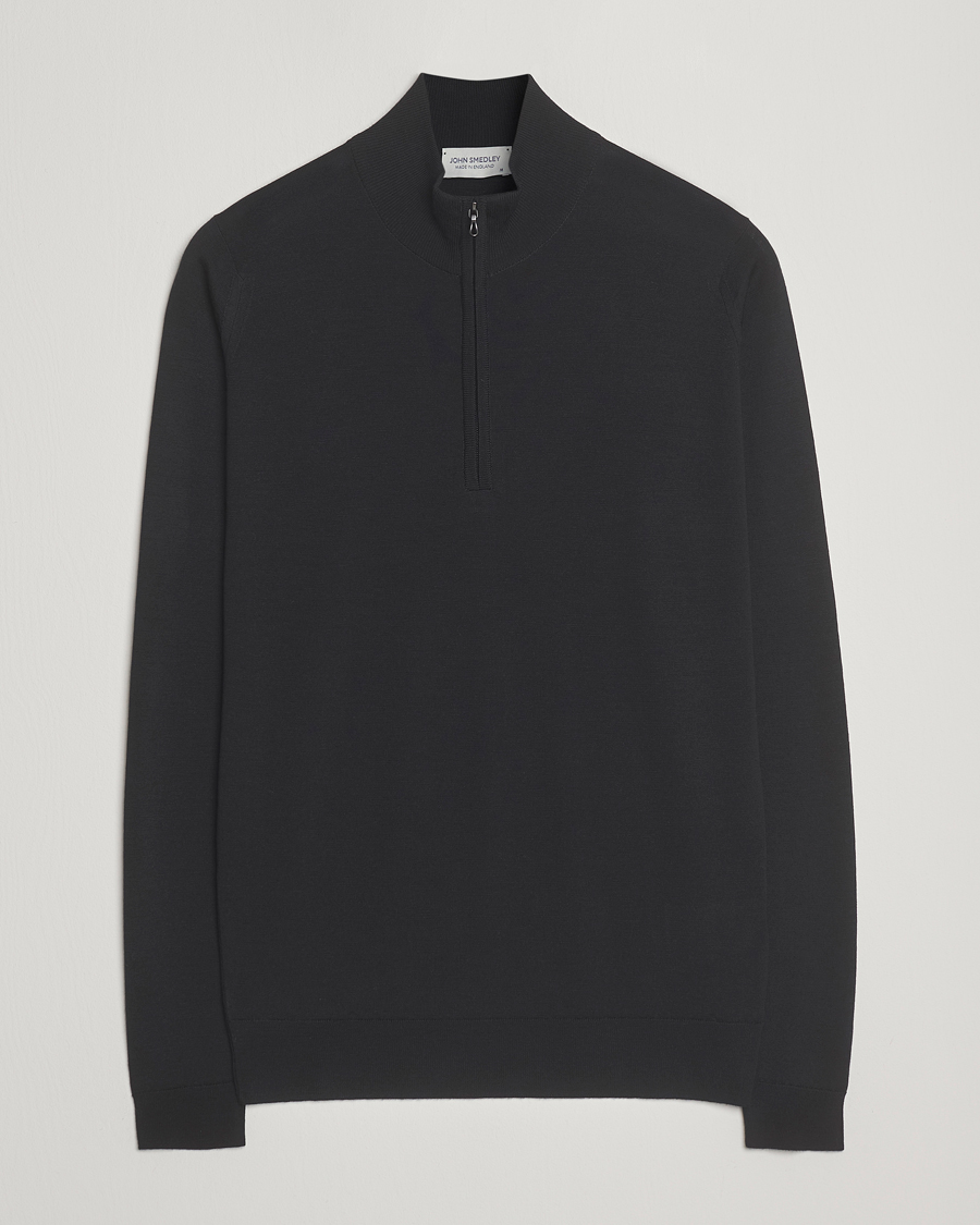 Heren | Truien | John Smedley | Barrow Extra Fine Merino Half Zip Black