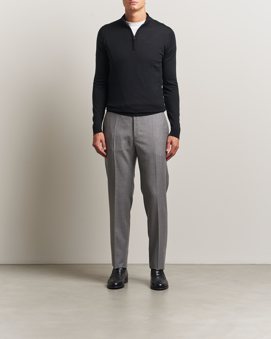 Heren | Truien | John Smedley | Barrow Extra Fine Merino Half Zip Black