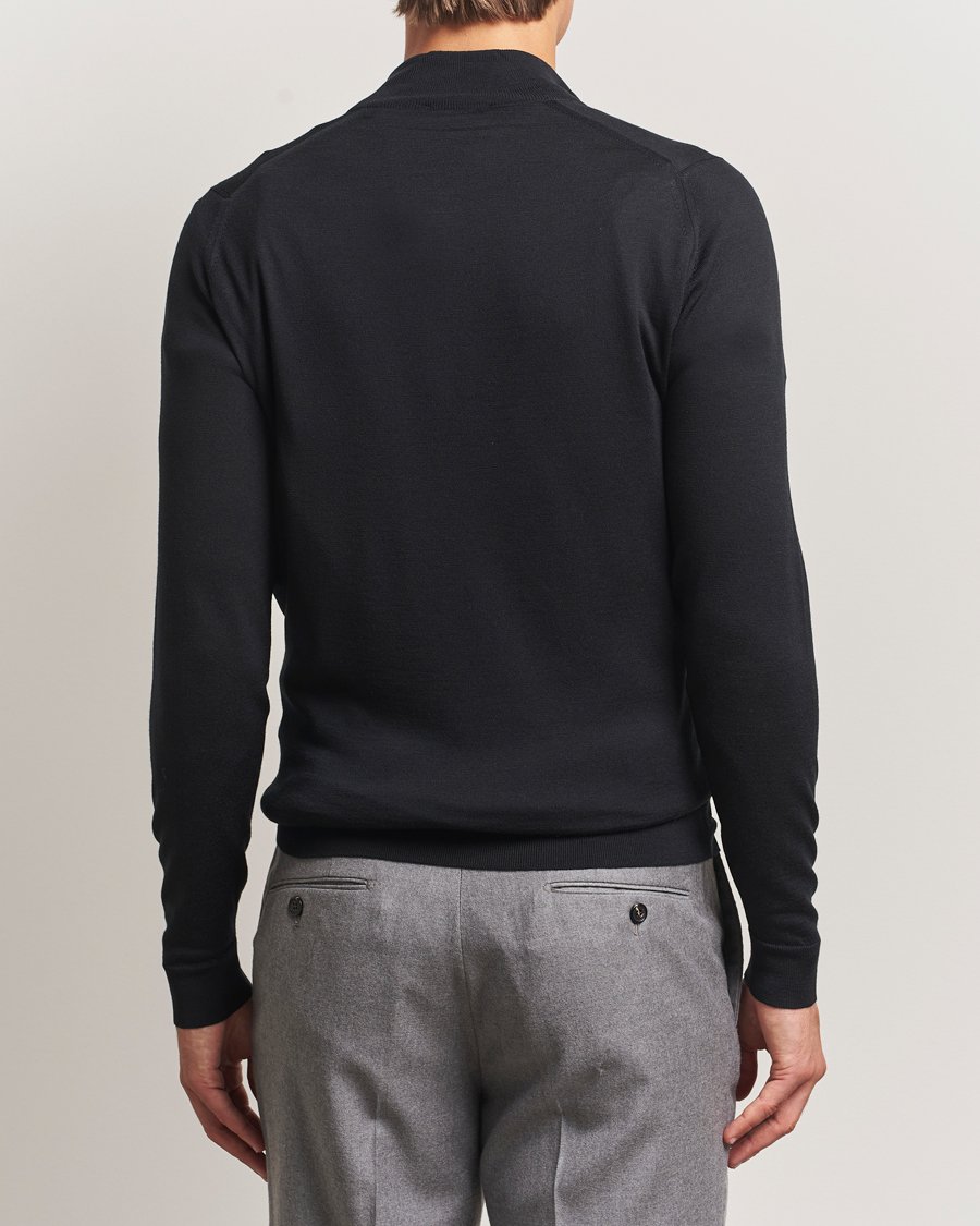 Heren | Truien | John Smedley | Barrow Extra Fine Merino Half Zip Black