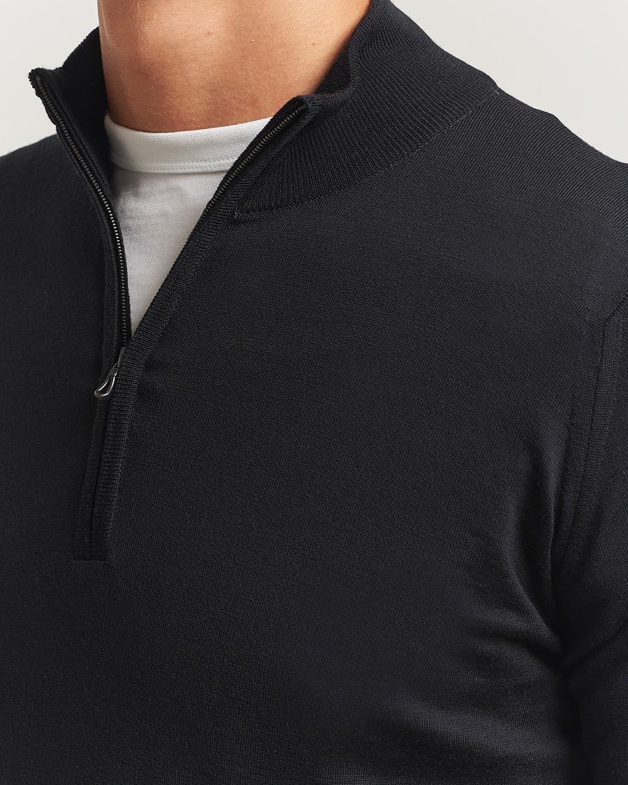 Heren | Truien | John Smedley | Barrow Extra Fine Merino Half Zip Black