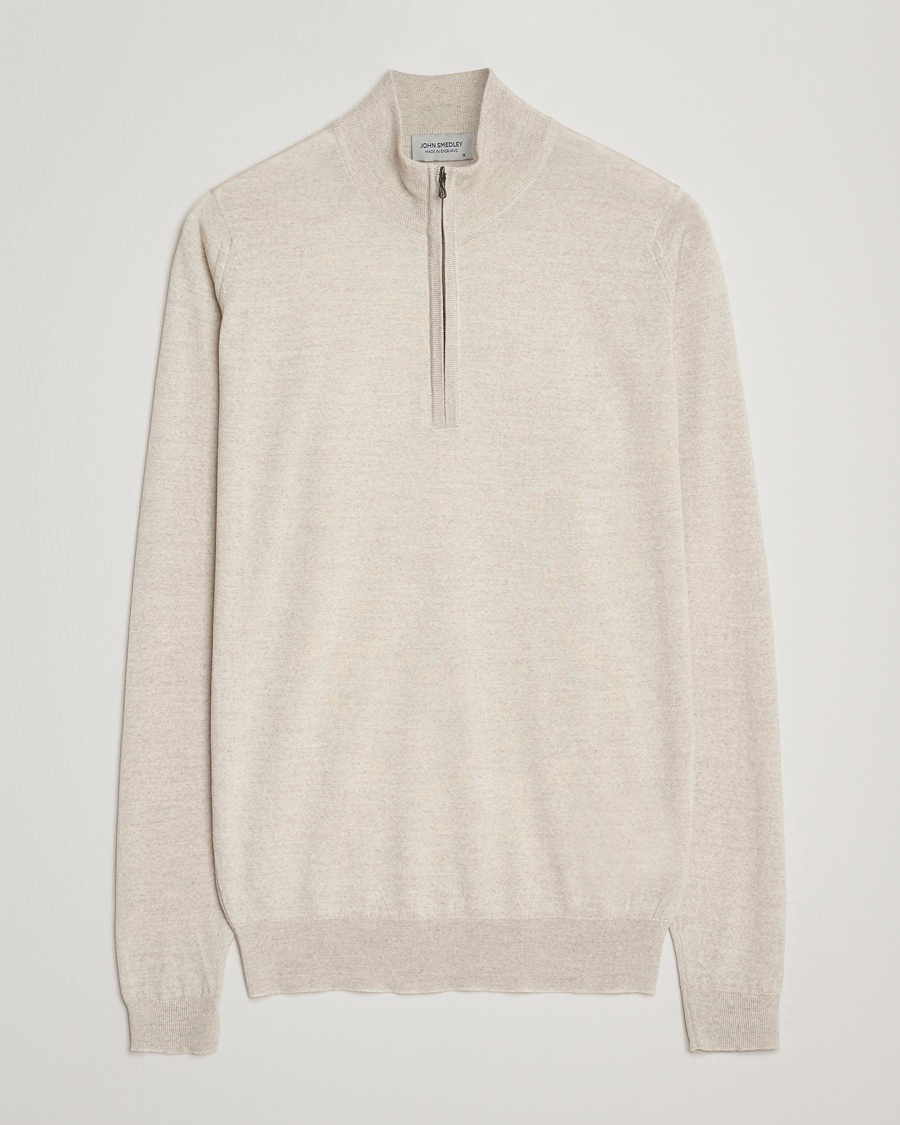 Heren | Truien | John Smedley | Barrow Extra Fine Merino Half Zip Grey Fleece