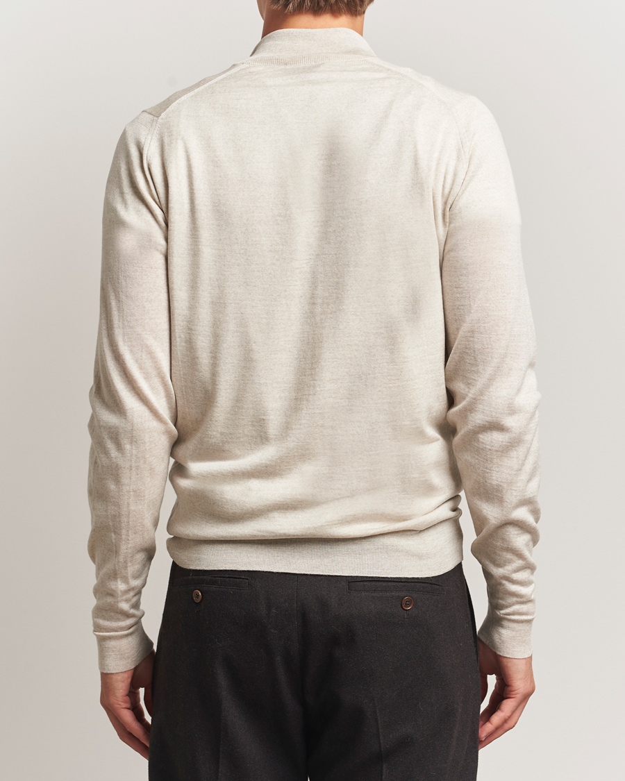 Heren | Truien | John Smedley | Barrow Extra Fine Merino Half Zip Grey Fleece