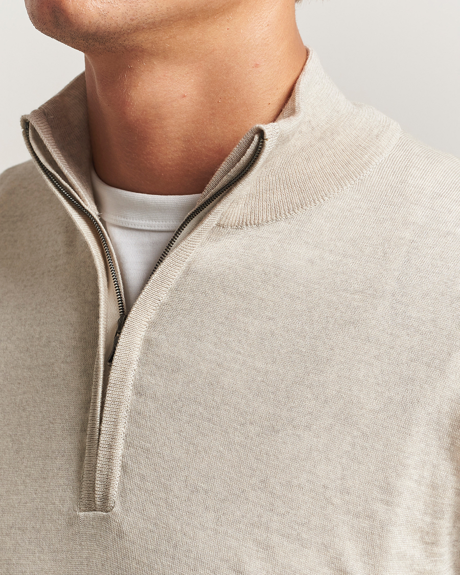 Heren | Truien | John Smedley | Barrow Extra Fine Merino Half Zip Grey Fleece