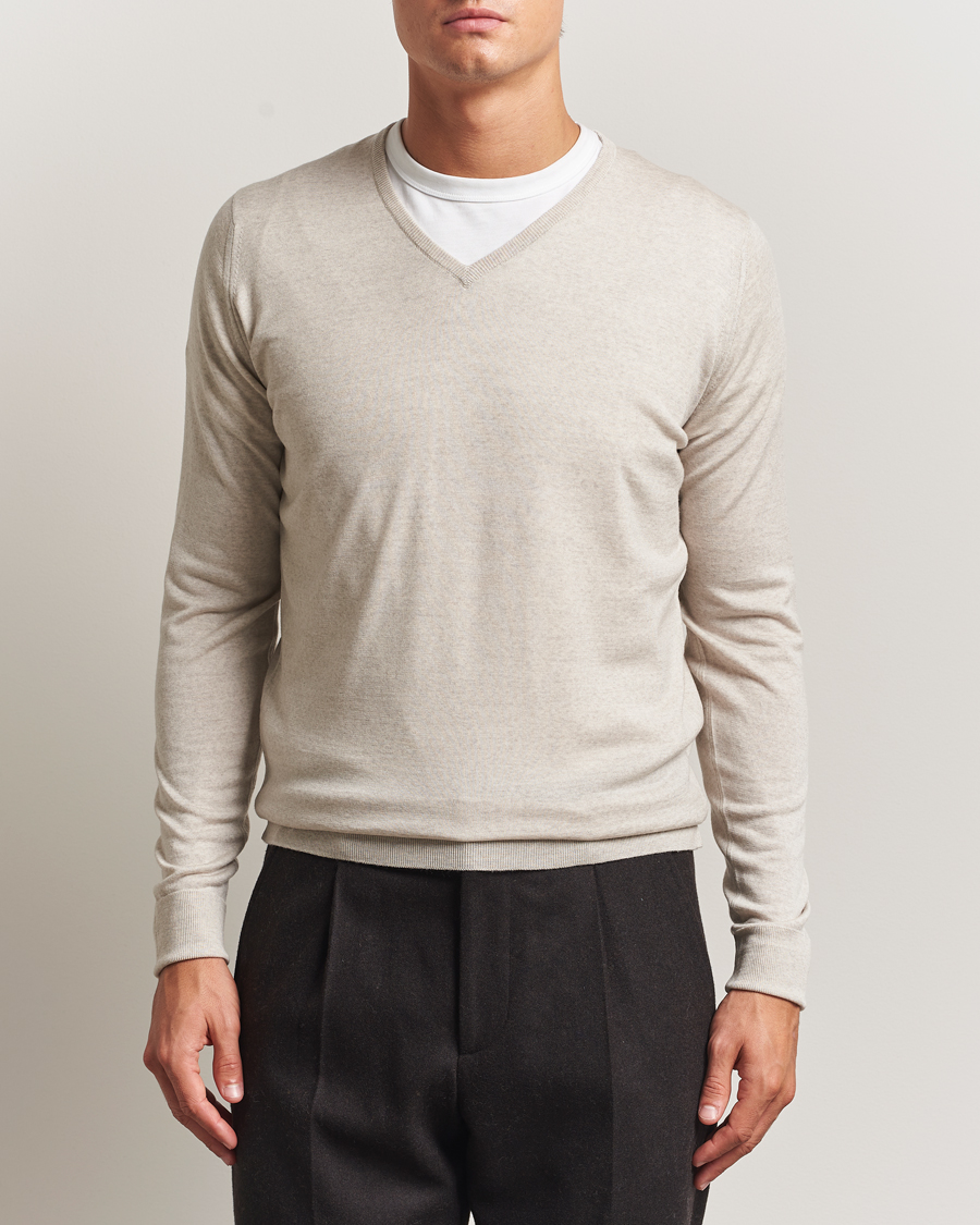 Heren | Truien | John Smedley | Bobby Extra Fine Merino V-Neck Pullover Grey Fleece