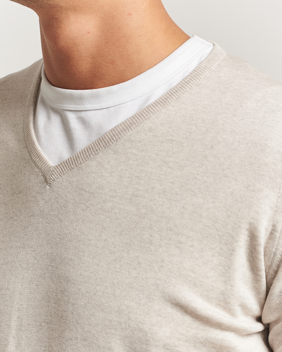 Heren | Truien | John Smedley | Bobby Extra Fine Merino V-Neck Pullover Grey Fleece