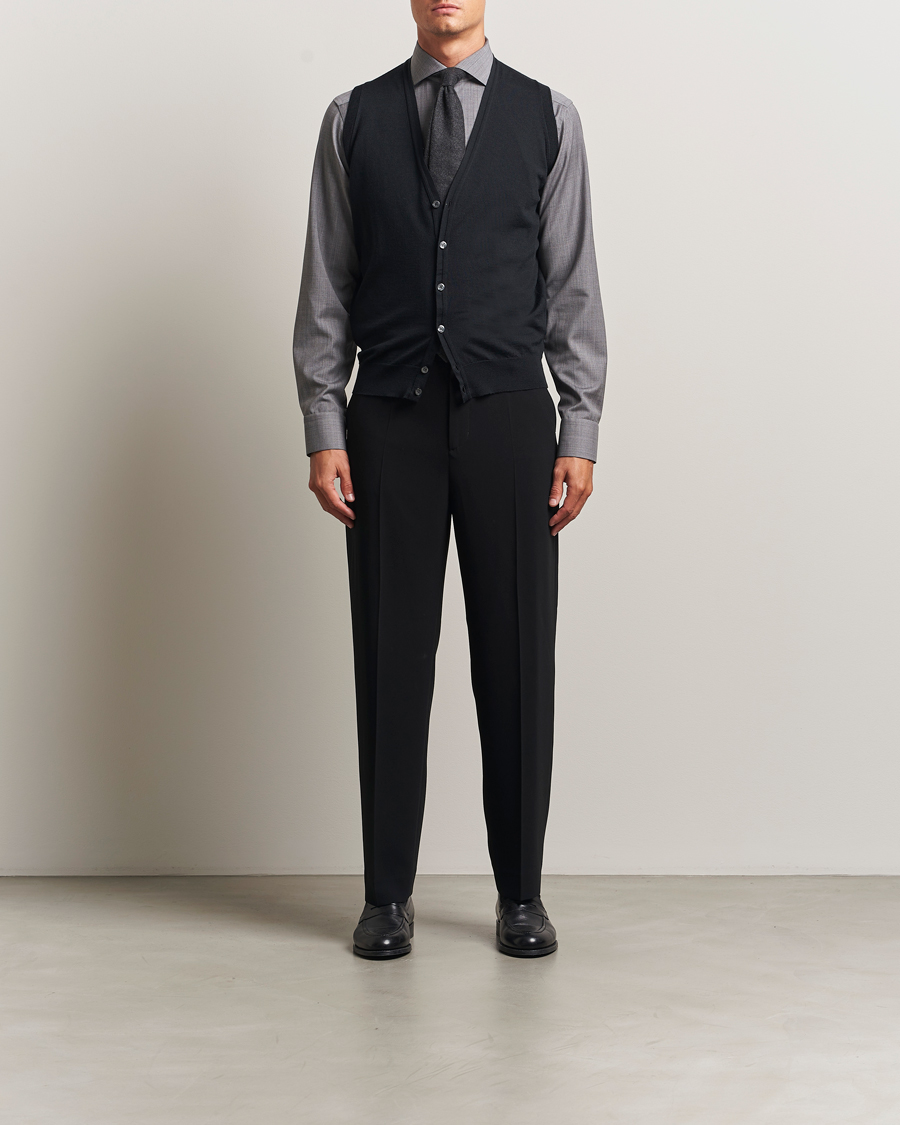Heren | Truien | John Smedley | Huntswood Slim Fit Waistcoat Black