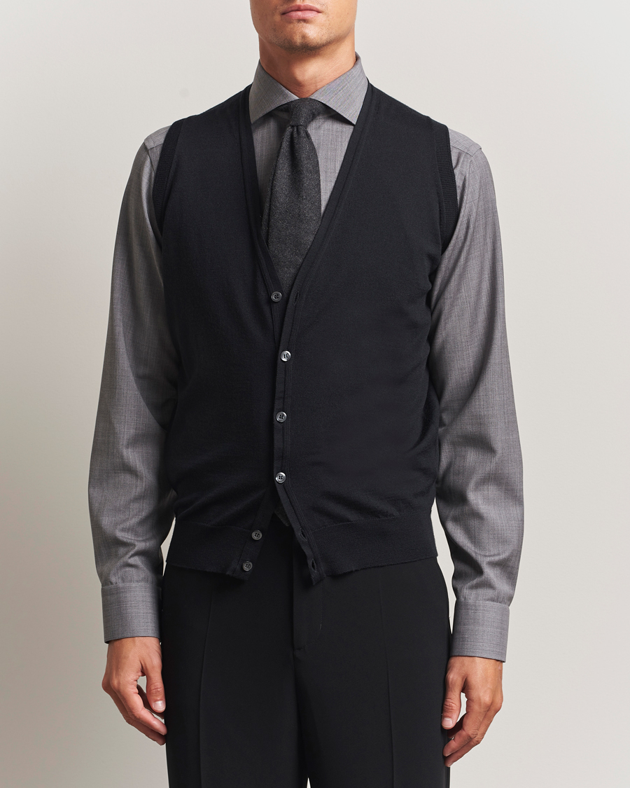 Heren | Truien | John Smedley | Huntswood Slim Fit Waistcoat Black