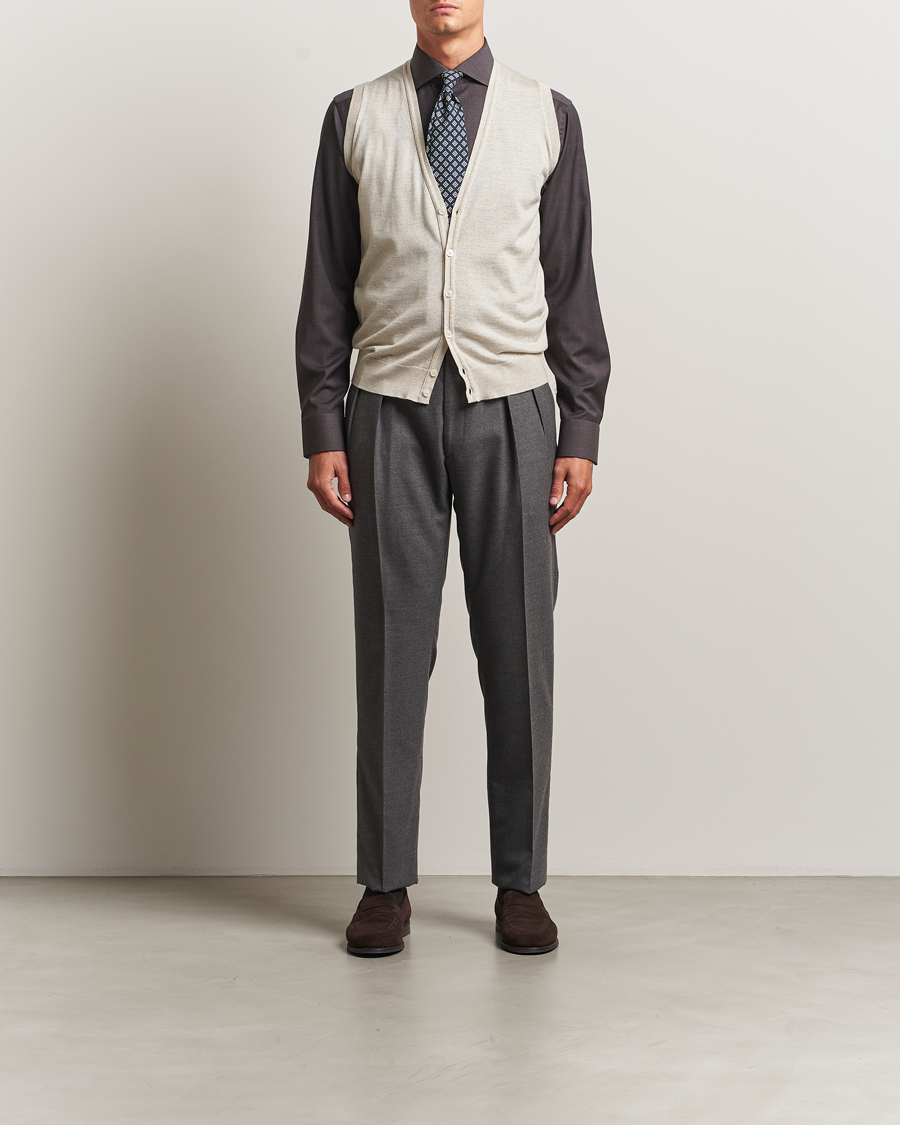 Heren | Truien | John Smedley | Huntswood Slim Fit Waistcoat Grey Fleece