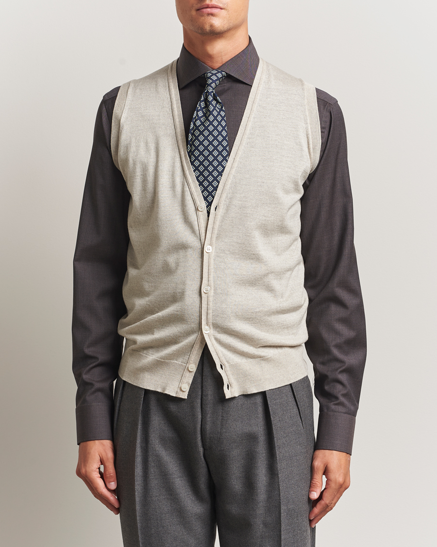 Heren | Truien | John Smedley | Huntswood Slim Fit Waistcoat Grey Fleece