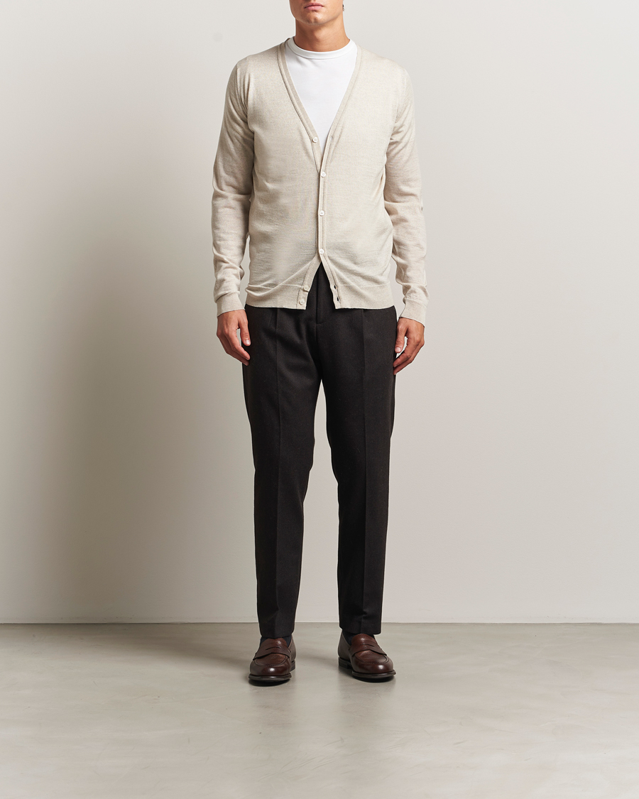 Heren | Truien | John Smedley | Petworth Extra Fine Merino Cardigan Grey Fleece