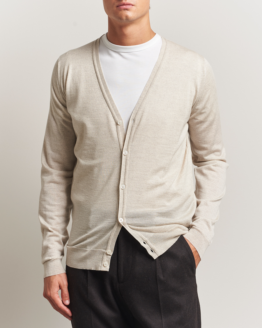 Heren | Truien | John Smedley | Petworth Extra Fine Merino Cardigan Grey Fleece