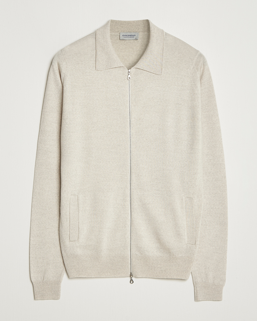 Heren | Truien | John Smedley | Alston Extra Fine Merino Full Zip Grey Fleece