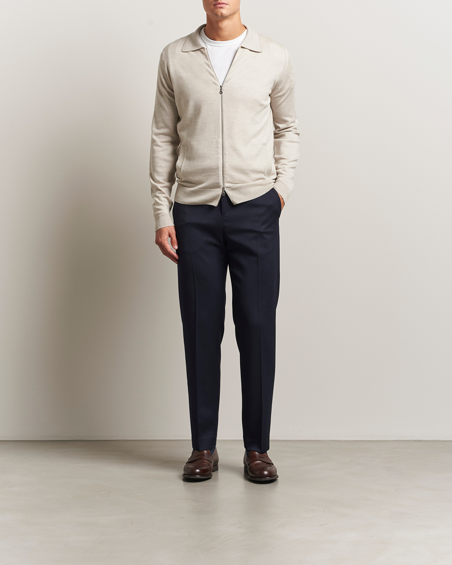 Heren | Truien | John Smedley | Alston Extra Fine Merino Full Zip Grey Fleece