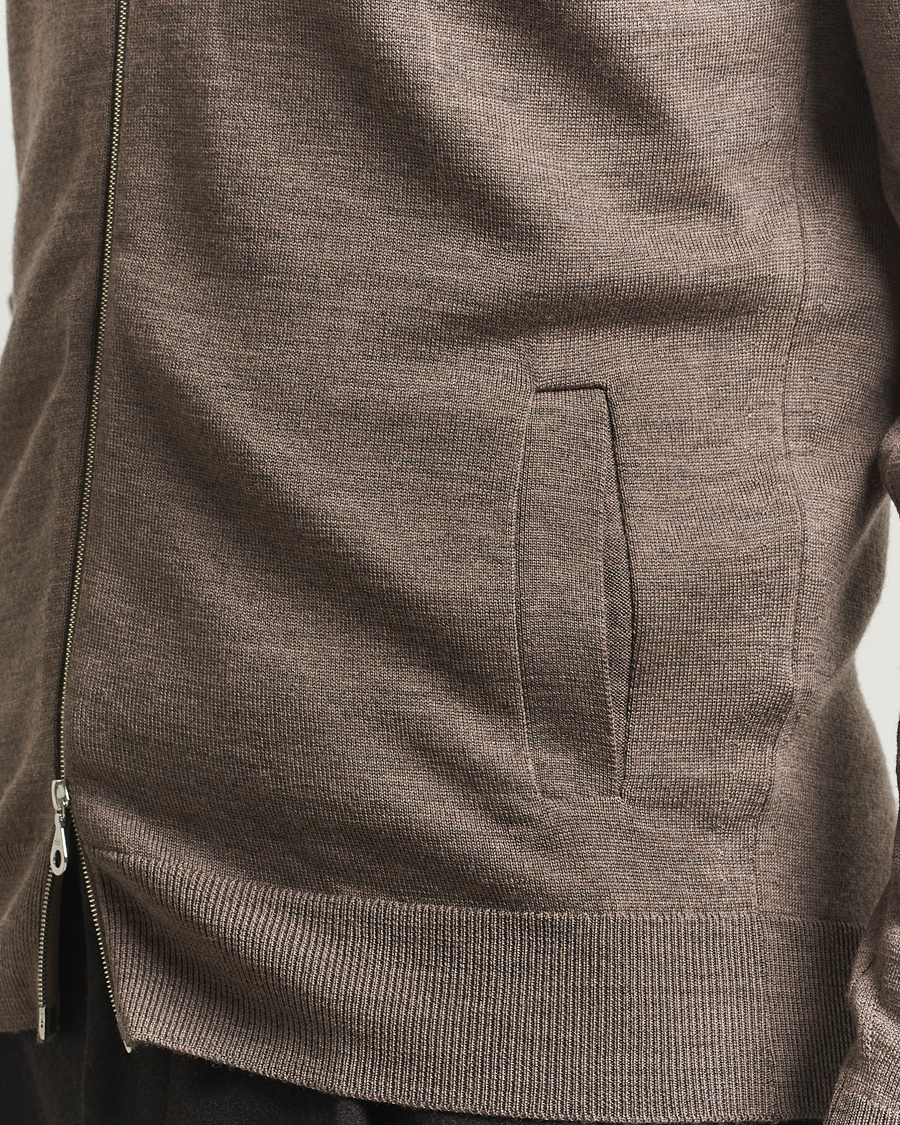 Heren | Truien | John Smedley | Alston Extra Fine Merino Full Zip Mushroom Brown