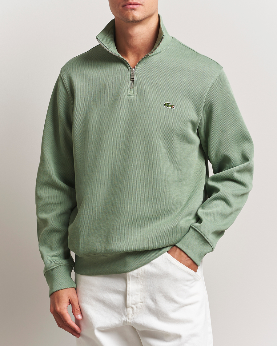 Heren | Truien | Lacoste | Rib Interlock Half Zip Thyme Green