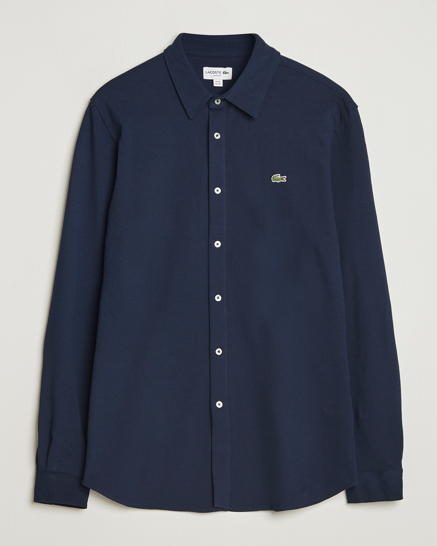 Heren | Overhemden | Lacoste | Slim Fit Cotton Piqué Shirt Navy