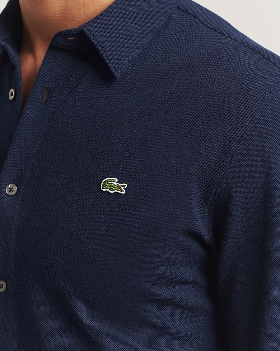 Heren | Overhemden | Lacoste | Slim Fit Cotton Piqué Shirt Navy