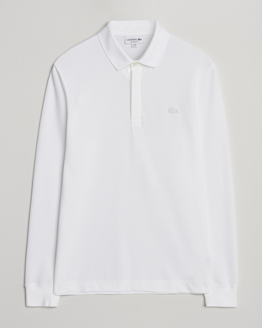 Heren | Polo's | Lacoste | Paris Long Sleeve Polo Piké White