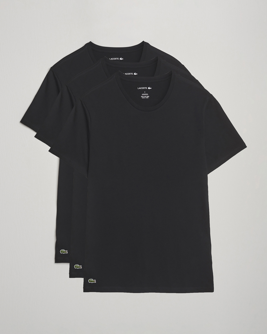 Heren | T-shirts | Lacoste | 3-Pack Crew Neck T-Shirt Black