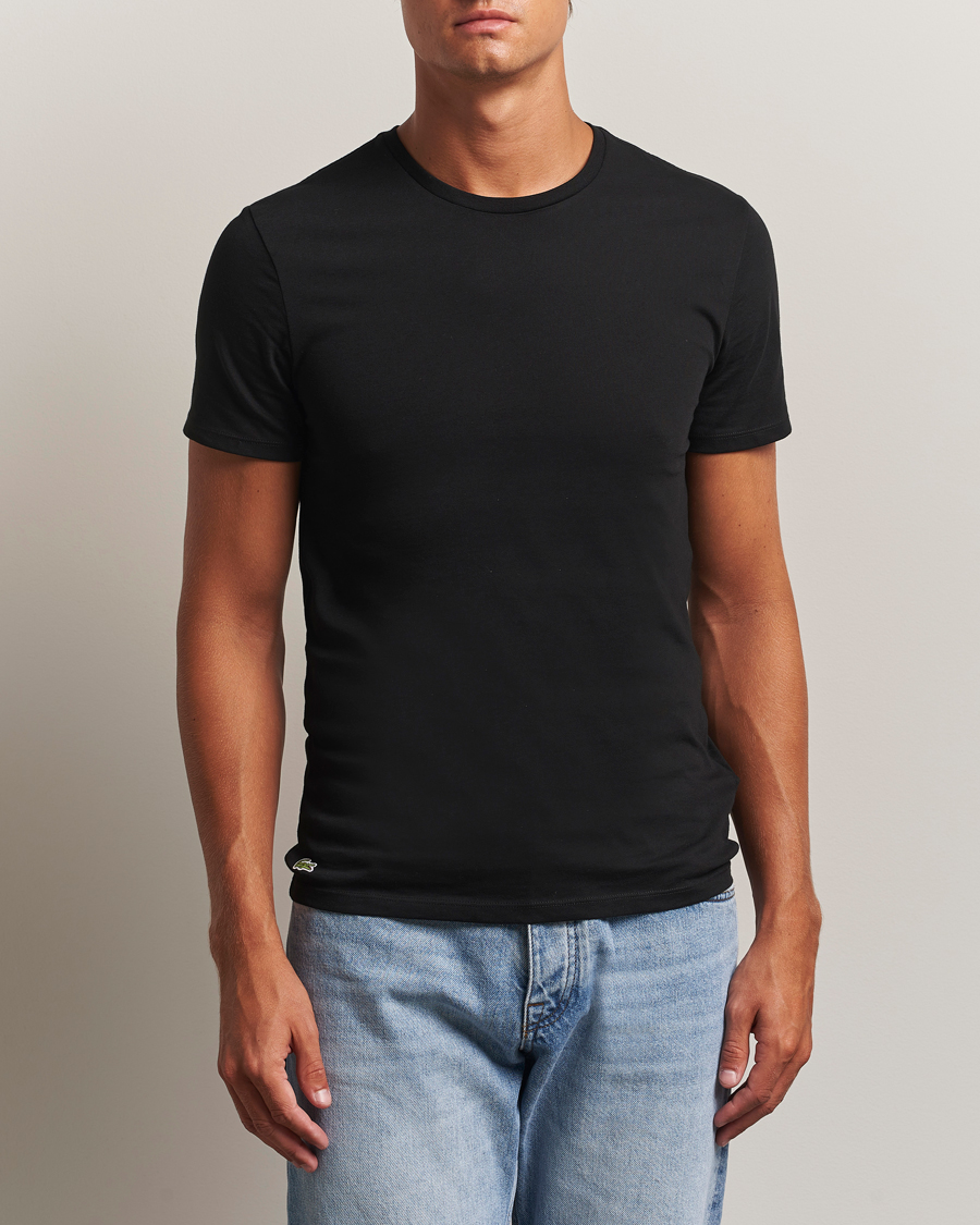 Heren | T-shirts | Lacoste | 3-Pack Crew Neck T-Shirt Black