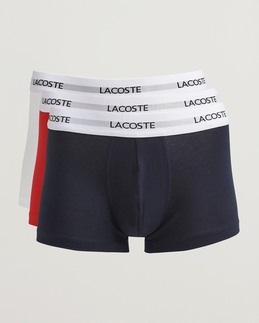 Heren | Ondergoed | Lacoste | 3-Pack Stretch Cotton Trunks Navy/White/Red