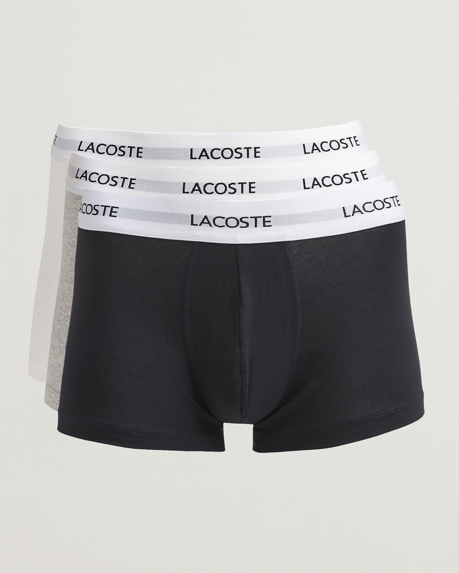 Heren | Ondergoed | Lacoste | 3-Pack Stretch Cotton Trunks Black/White/Grey