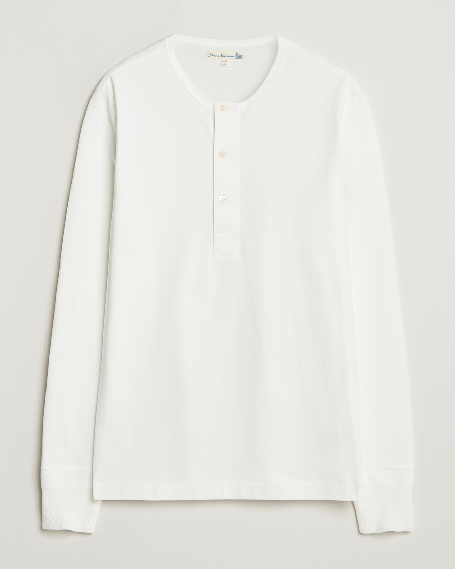 Heren | T-shirts | Merz b. Schwanen | Classic Fit Sturdy Organic Cotton Henley White